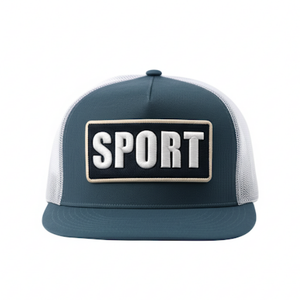 หมวกทรักเกอร์แบบทูโทนหมวกแก็ปแบบปรับแต่งโลโก้ได้5แผงหมวกปีกแบนสีขาวตาข่ายแบบปรับแต่งได้ - Product Image 2