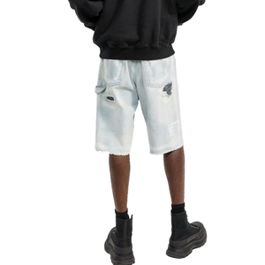 2026 moq bajo calle Casual algodón desgastado bolsillo hombres Jorts lavado holgado hombres pantalones cortos de mezclilla Jeans logotipo personalizado hombres holgados - Product Image 5