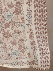 เสื้อคลุมผ้าฝ้ายแท้ปกติพิมพ์ลายดอกไม้สีงาช้างพร้อมกางเกงและ dupatta สำหรับผู้หญิง - Product Image 4