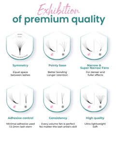 Trays de cils en vison ultra-noirs mats pré-faits, base pointue et moelleuse, cils en éventail à longue tige, vente en gros, super doux - Product Image 2