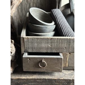 Gruttersbak Driftwood Met 2 Lades Multifunction Table <b>Storage</b> Organizer with Vintage Finishing for Home Office Restaurant Hotel - Product Image 3