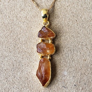 92.5 Silver Gold Raw Citrine Pendant Handmade Boho Natural <b>Crystal</b> Jewelry Unique November Birthstone Necklace for <b>Fashionable</b> - Product Image 2