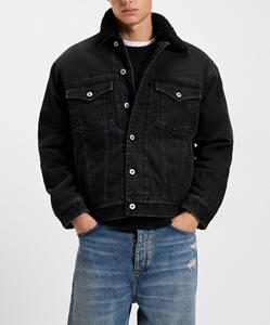 แจ็คเก็ตยีนส์ผู้ชายคุณภาพสูงขายส่ง แบบสั่งทำพิเศษ สไตล์วินเทจ คอตั้ง ปักโลโก้ด้านหน้า ซับในขนแกะแบบกลับด้านได้ - Product Image 1