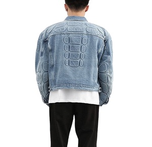 Chaquetas vaqueras para hombre, chaqueta vaquera desgastada teñida de Color sólido informal, prendas de vestir de algodón ajustadas para hombre, Chaquetas vaqueras lavadas - Product Image 2