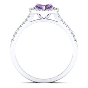 Anillo de piedras preciosas de amatista púrpura real en plata de ley 925 adornado con moissanita certificada GRA anillo de novia fino personalizado OEM - Product Image 4