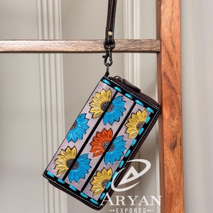 Hermoso diseñador tallado a mano tallado embrague pulsera multicolor flor multiusos usos para mujeres gran oferta billetera - Product Image 1