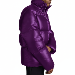 เสื้อแจ็คเก็ตพัฟเฟอร์บุผ้าสำหรับผู้ชาย พิมพ์โลโก้ด้านหน้าตามสั่ง ขายส่ง เสื้อคลุมกันหนาวลำลอง มีฮู้ดกันน้ำ - Product Image 4