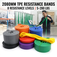 Ensemble de bandes de résistance en latex durable PUREFLEX avec logo personnalisé, 5 pièces, 2080 mm, pour l'entraînement de force et l'entraînement du corps entier