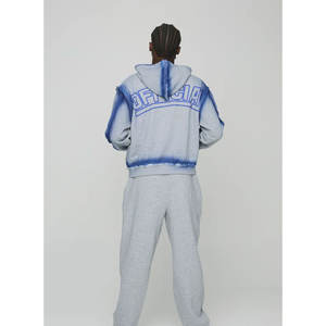 Sweats à capuche pour hommes grande taille avec logo personnalisé broderie bouffante motif uni et col à capuche conçu pour le confort hivernal - Product Image 2