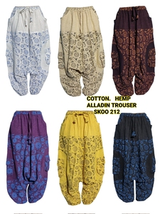 Aladdin กางเกงผ้าฝ้ายสไตล์โบฮีเมียนสำหรับใส่เที่ยวเล่นโยคะลำลองมีหลายสีพื้น - Product Image 3
