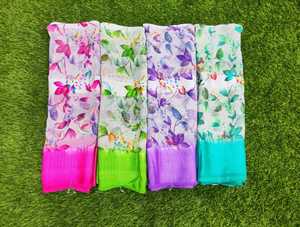 ผ้าซาติน georgette patta ไร้น้ำหนักห้าดาวพร้อมเสื้อ Saree ผ้าที่มีคุณภาพดีที่สุด - Product Image 6