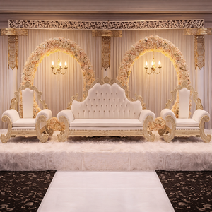 Sofás Elegantes para Bodas, Muebles Decorativos de Lujo, Juego de Sofás Dorados para Bodas, Tapicería Blanca, Muebles Decorativos para Escenarios - Product Image 2