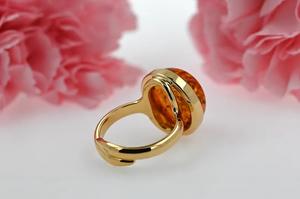 Anillo de ámbar dorado Anillo de ámbar blanco Anillo de oro Anillo de piedra amarilla Anillo de ámbar Báltico Joyería de ámbar Báltico Ámbar antiguo Oro de ámbar - Product Image 6