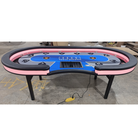 Table de poker professionnelle de qualité casino 10 joueurs de siège Table de poker Texas Hold'em personnalisée en usine avec lumière LED