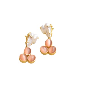 Pendientes de Perlas de Latón al por Mayor, Joyería de Piedras Preciosas Auténticas, Acabado de Latón Satinado, Estilo Moderno al por Mayor - Product Image 1