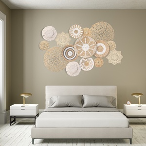 Cestas de pared sostenibles hechas a mano naturales en tono beige y blanco, muchos tamaños para decoración de dormitorio de sala de estar, regalo para ella - Product Image 3