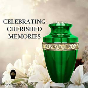 โกศบรรจุอัฐิสีเขียวทอง ดีไซน์เป็นมิตรกับสิ่งแวดล้อม ปรับแต่งได้ ทนทาน ความจุ 220 คิวบิกอินช์ สำหรับบรรจุอัฐิมนุษย์ สไตล์ยุโรปอเมริกัน - Product Image 5