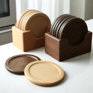 Juego de posavasos de madera redondos para tazas, tazas, vasos con artesanía única hecha a mano, disponible a precios asequibles - Product Image 2