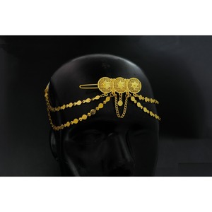 Chaîne de cheveux plaquée or indienne, style mariage, accessoire de cheveux multi-couches, style arabe, France, Dubaï, bijoux de cheveux tendance spéciaux - Product Image 1