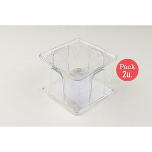 Porte-serviettes transparent 20x20cm en polystyrène PS, 2 pièces, B2B - Product Image 1