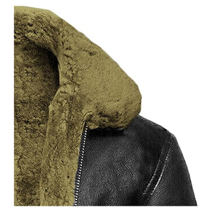 Factory Wholesale <b>Men</b> RAF Bomber Warm Thick Sheepskin Lamb <b>Fur</b> Long Shearling Genuine Leather <b>Jackets</b> Winter Fashion - Product Image 3