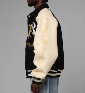Chaqueta Universitaria de Lana para Hombre, Estilo Bomber, con Parches de Béisbol, Bordado de Chenilla Personalizado con Logotipo Escolar o Universitario - Product Image 3