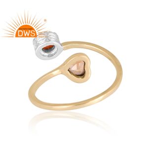 Latest Handmade Design 18K Gold Plated Natural Red Onyx & Citrine Gemstone <b>Adjustable</b> <b>Ring</b> Demi Fine Jewelry Manufacturer - Product Image 4