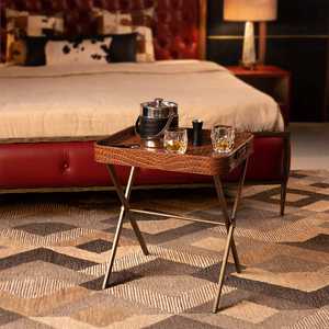 Bandeja de servicio de cuero de mejor diseño hecha a mano pura con soporte de una sola pieza con calidad única y personalizada a muy bajo costo - Product Image 1