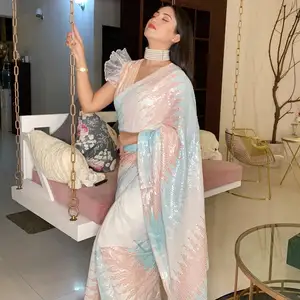 최신 전통적인 디자이너 파티 착용 부드러운 조젯 시퀀스 작업 Saree 여성 패션 도매 고품질 인도 복장