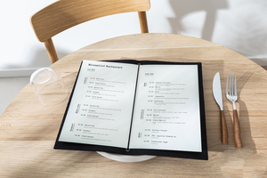 Tamaño personalizado de cuero A4 con soporte central elástico soporte de menú Carpeta de restaurante cubierta personalizada - Product Image 6