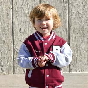 2024 Hot Selling Kids Varsity Jacket Embroidery Wool Leather Sleeves Varsity Letterman Jacket <b>Duffle</b> <b>Coat</b> Bomber Jacket - Product Image 4