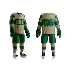 Uniforme de hockey sur glace personnalisé de haute qualité 100% polyester Nouveau design Service OEM Impression numérique Respirant Écologique Séchage rapide Ensemble - Product Image 3