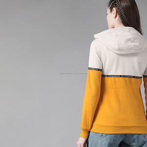 เสื้อฮู้ดผู้หญิง Fit2Fight รุ่นยาว สไตล์สองสี ผ้าฟลีซ แขนยาว สำหรับฤดูใบไม้ร่วงและฤดูหนาว สตรีทแวร์ - Product Image 2