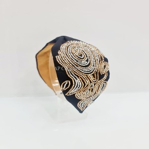 Beaded Moon Eid Special Handmade Custom Beaded Hairband Turban Style <b>Headbands</b> Vintage Fabric Hand-sewn Turban <b>Headband</b> - Product Image 3