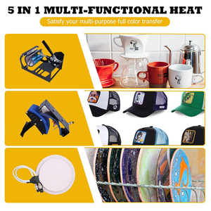Presse à Chaud Semi-Automatique 5-en-1 Bheng 110/220V pour Impression T-shirts, Mugs, Casquettes, Tasses avec Plaque Chauffante de 8-10 Pouces - Product Image 3