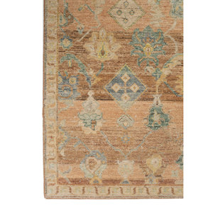 Alfombra de Lana Anudada a Mano Someplace in Time EA-3009(Fr) con Patrón de Medallón Rojo y Naranja para Decoración de Sala de Estar - Product Image 4