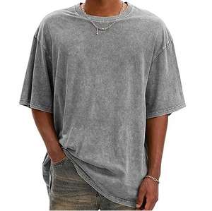 260 GSM เสื้อยืดผู้ชายขนาดใหญ่ที่เป็นกรดทึบกันแดดผ้าฝ้าย100% ซีดสไตล์วินเทจหินซักได้น้ำหนักมาก" - Product Image 4