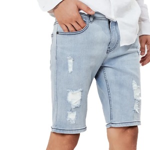 2024 Best Premium Quality 100% Cotton Breathable Solid Pattern Casual <b>Men's</b> Vintage Denim Shorts <b>Elastic</b> <b>Waist</b> Custom Sizes - Product Image 1