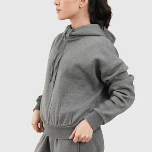 เสื้อฮู้ดซิปสั้นคอเต่าผ้าฝ้าย 100% ระบายอากาศได้ดี ไม่เป็นขุย สำหรับผู้ชายและผู้หญิง ลายโลโก้แบบกำหนดเอง สำหรับฤดูใบไม้ร่วง - Product Image 4