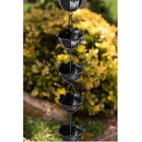 Meilleure vente de chaîne de pluie en métal en fer avec revêtement en poudre noire pour décoration extérieure, tuyaux de descente de gouttière, chaîne de pluie au prix le plus bas
