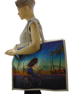 Bolsa de Lona Deportiva con Foto Laminada Geométrica Personalizada, Impresión Digital, Tamaño Grande, Uso en Exteriores, Asa 100% Algodón, Cierre de Cremallera - Product Image 2