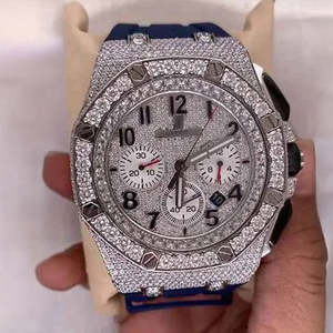 Montre automatique pour homme style Hip Hop avec moissanite, chronographe en acier inoxydable, réserve de marche, affichage analogique, diamètre 41 mm - Product Image 3