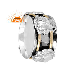 Bague spinner en argent sterling oxydé de conception faite à la main pour fabricant de bijoux personnalisés de fiançailles - Product Image 2