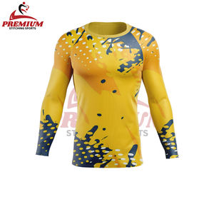 T-shirt vierge de compression à manches longues hauts d'entraînement de gymnastique athlétique t-shirt de couche de base de course de fitness de qualité - Product Image 4