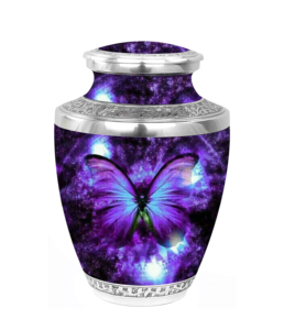 Urna de cremación para adultos de mariposa púrpura 'Love' grabada hecha de latón americano Aluminio Metal Incluye bolsa de terciopelo gratis-MAX B - Product Image 1