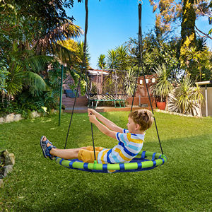 Outsunny Columpio de Jardín para Niños 3-8 Años Ø 100cm y Cuerdas Ajustables, Azul - Product Image 2