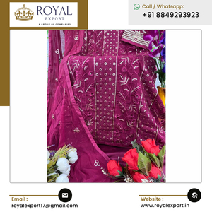 Vêtements ethniques d'excellente qualité Meilleure vente Broderie en fausse georgette et séquence Collection de costumes Salwar pakistanais - Product Image 4