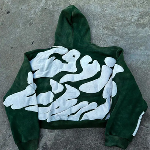 Fabricante de buena calidad para ropa de aduanas 400 Gsm Sudaderas con capucha de gran tamaño para hombres Heavyweight 3D Puff Print Cropped Hoodie para hombres - Product Image 6