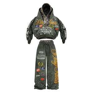 Survêtement à capuche en coton 100% lourd, écologique, personnalisé, imprimé à l'écran, effet délavé à l'acide, fermeture éclair en métal - Product Image 1