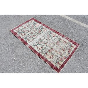 Vintage turco clásico rojo blanco Patchwork diseño alfombra 2,8 X 5,4ft lana Material látex respaldo Tabriz adolescentes estilo gran área conjunto - Product Image 3